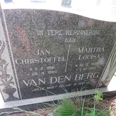 BERG Jan Christoffel, van den 1916-1980 & Martha Louisa 1928-1991