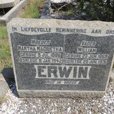 ERWIN William 1869-1931 & Martha Magrietha 1886-1942
