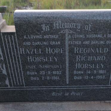 HORSLEY Reginald Richard 1881-1953 & Hazel Hope SIMPSON 1892-1961
