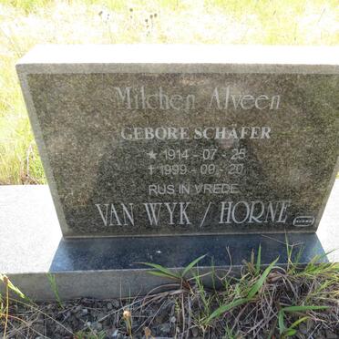 HORNE Milchen Alveen, VAN WYK nee SCHAFER 1914-1999