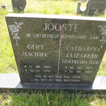 JOOSTE Gert Machiel 1912-2001 & Catharina Elizabeth Gertruida KOK 1927-1993
