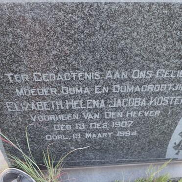 KOSTER Elizabeth Helena Jacoba voorheen VAN DEN HEEVER 1907-1994