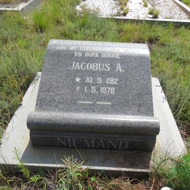NIEMAND Jacobus A. 1912-1978