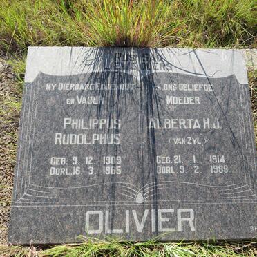 OLIVIER Philippus Rudolphus 1909-1965 & Alberta H.J. VAN ZYL 1914-1988