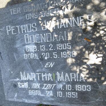 ODENDAAL Petrus Johannes 1905-1938 & Martha Maria DU TOIT 1903-1951