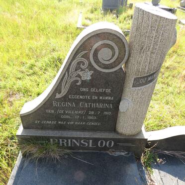 PRINSLOO Regina Catharina nee DE VILLIERS 1910-1963 