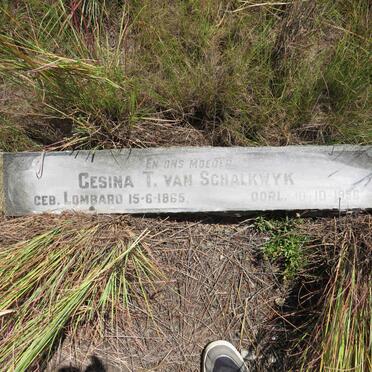 SCHALKWYK Gesina T., van nee LOMBARD 1865-1956