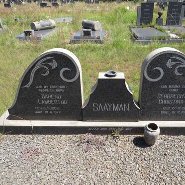 SAAYMAN Barend Lambertus 1909-1972 & Gerbrecht Christina 1913-1990