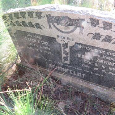 SCHONFELDT Willem Karel 1888-1963 & Hester Antonetta 1893-1954 