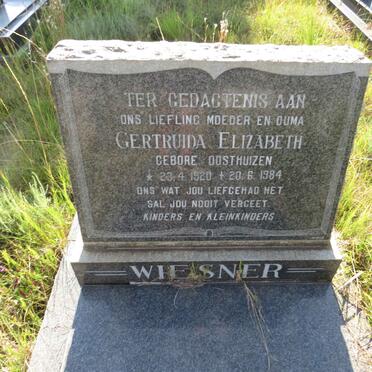 WIESNER Gertruida Elizabeth nee OOSTHUIZEN 1920-1984