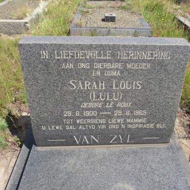 ZYL Sarah Louis, van nee LE ROUX 1900-1969