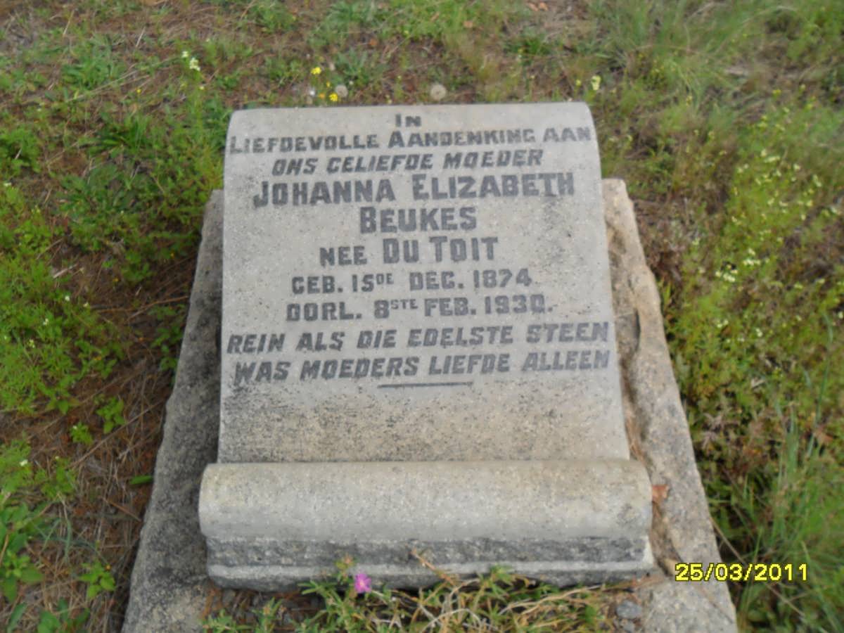 BEUKES Johanna Elizabeth nee DU TOIT 1874-1930