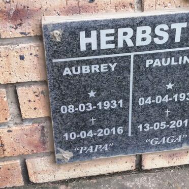 HERBST Aubrey 1931-2016 &amp; Pauline 1932-2011