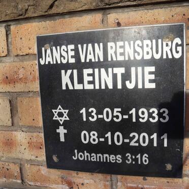RENSBURG Kleintjie, Janse van 1933-2011