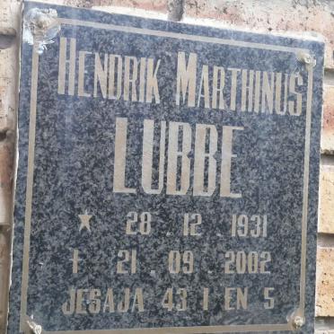 LUBBE Hendrik Marthinus 1931-2002
