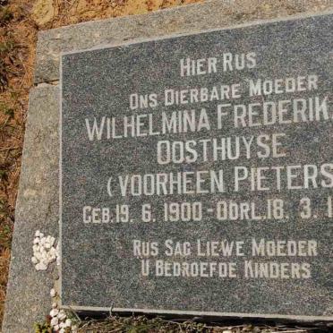 OOSTHUYSE Wilhelmina Frederika M. formely PIETERS 1900-1978