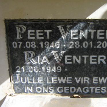 VENTER Peet 1946-2015 &amp; Ria 1949-