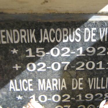 VILLIERS Hendrik Jacobus, de 1928-2011 &amp; Alice Maria 1928-201?