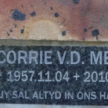 MERWE Corrie, van der 1957-2010