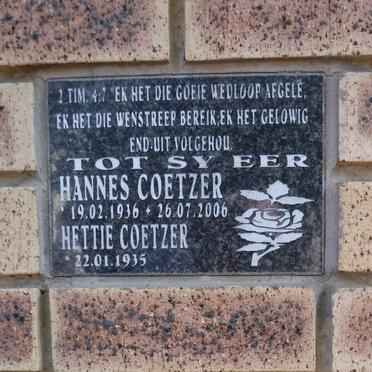 COETZER Hannes 1936-2006 &amp; Hettie 1935-