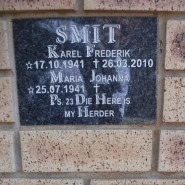 SMIT Karel Frederik 1941-2010 &amp; Maria Johanna 1941-