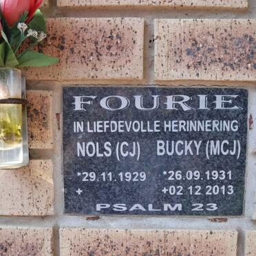 FOURIE C.J. 1929- &amp; M.C.J. 1931-2013