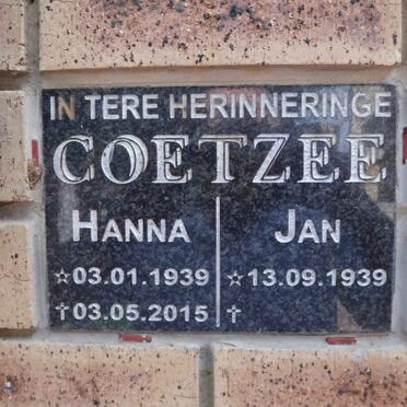 COETZEE Jan 1939- &amp; Hanna 1939-2015