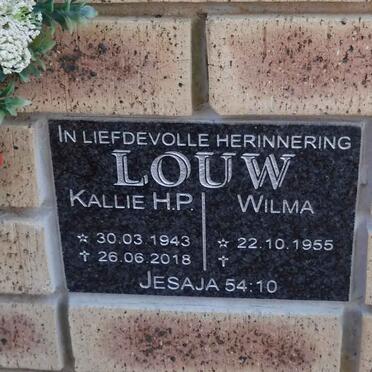 LOUW H.P. 1943-2018 &amp; Wilma 1955-