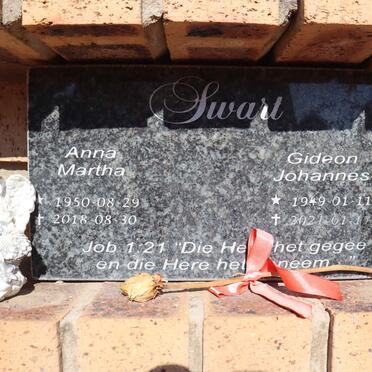 SWART Gideon Johannes 1949- & Anna Martha 1950-2018