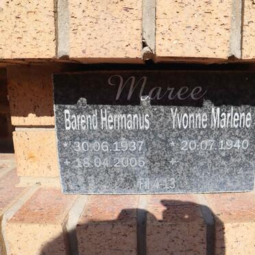 MAREE Barend Hermanus 1937-2005 & Yvonne Marlene 1940-