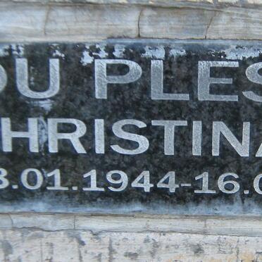 PLESSIS Christina J.E., du 1944-2009