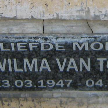 TONDER Wilma, van 1947-2010