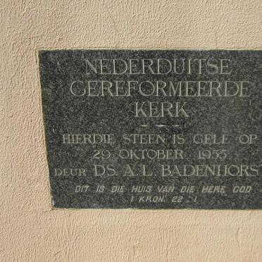 2. N.G. Kerk Welkom Gedenkplaat