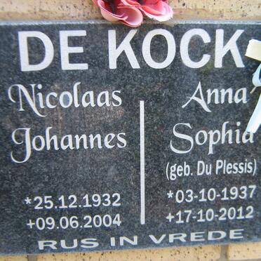 KOCK Nicolaas Johannes, de 1932-2004 &amp; Anna Sophia DU PLESSIS 1937-2012