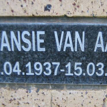 AARDE Fransie, van 1937-2011