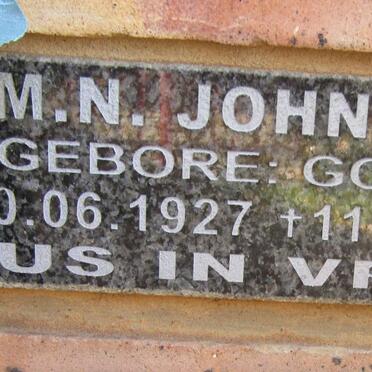 JOHNSTONE J.M.N. nee GOUWS 1927-2007