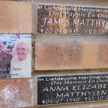 MATTHYSEN James 1936-2010 &amp; Anna Elizabeth 1940-2013