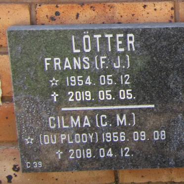 xxLÖTTER F.J. 1954-2019 &amp; C.M. du PLOOY 1956-2018