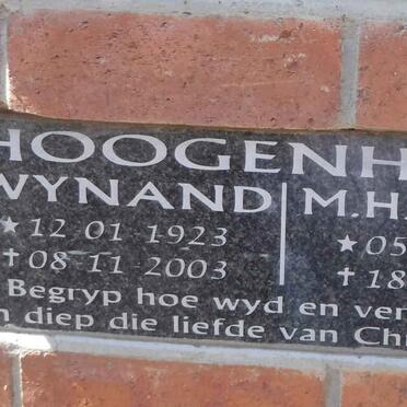 HOOGENHOUT Wynand 1923-2003 &amp; M.H. 1923-2010