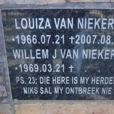 NIEKERK Willem J., van 1969- &amp; Louiza 1966-2007