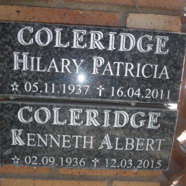 COLERIDGE Kenneth Albert 1936-2015 &amp; Hilary Patricia 1937-2011