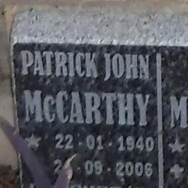 MCCARTHY Patrick John 1940-2006 &amp; Delilah 1939-2017