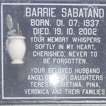 SABATANO Barrie 1937 - 2002