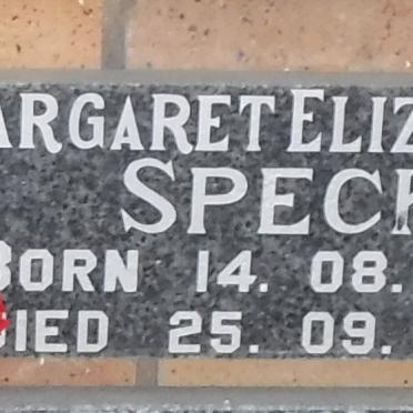 SPECK Margaret Elizabeth 1921-1990
