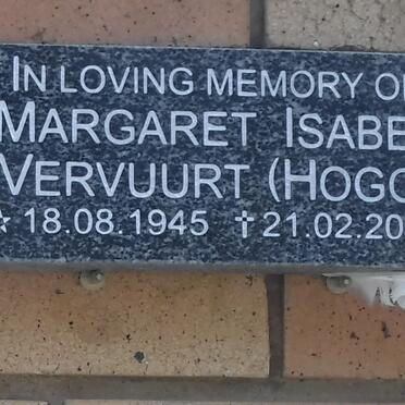 VERVUURT Margaret Isabel nee HOGG 1945-2016