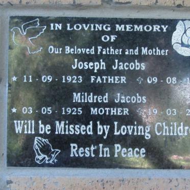 JACOBS Joseph 1923-1989 and Mildred 1925-2017