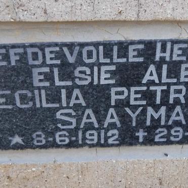 SAAYMAN Elsie Aletta Cecilia Petronella 1912-1991