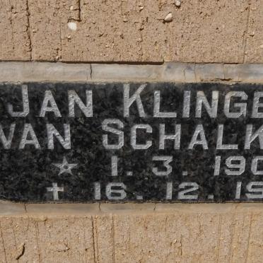 SCHALKWYK Jan Klingbiel, van 1907-1981
