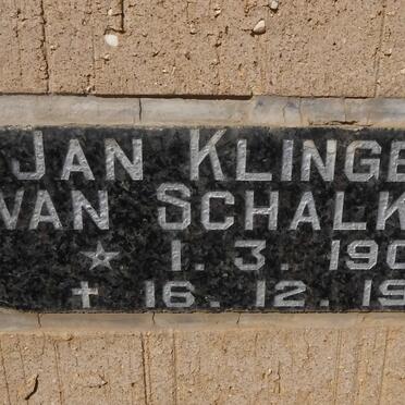 SCHALKWYK Jan Klingbiel, van 1907-1981