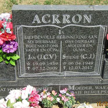 ACKRON J.C.V. 1939-2009 &amp; C.J. 1949-2017